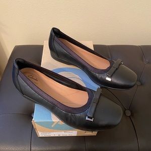 Clarks Black Leather Flats